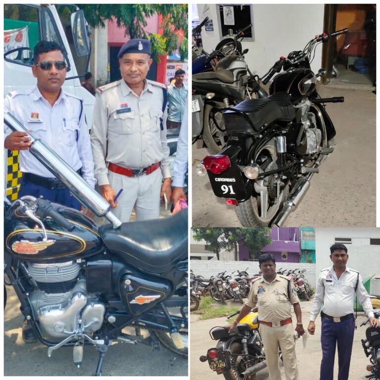 ट्रैफिक पुलिस द्वारा ध्वनि प्रदूषण के अंतर्गत प्रतिबंधित मोडीफाई साइलेंसर लगे वाहनों पर की गई ताबड़तोड़ कार्रवाई…